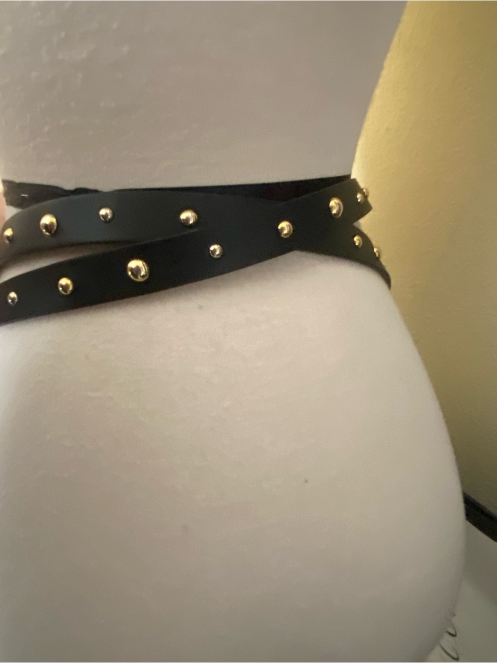 Marina Rinaldi Black Studded Leather Belt-suspenders Heart buckle Gold hardwar - Picture 2 of 9